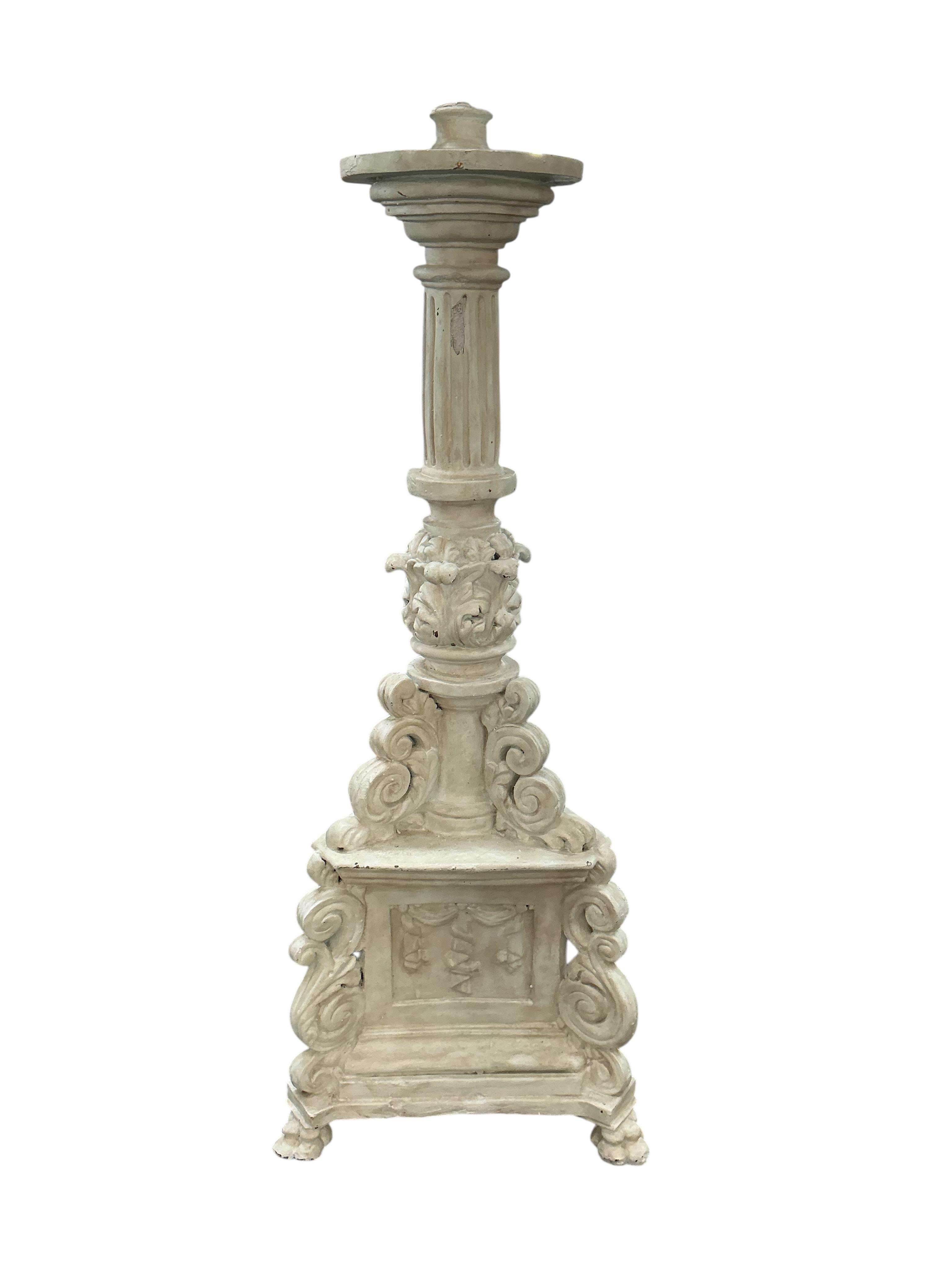 An 18th century style Florentine design painted composition floor lamp, height 150cm